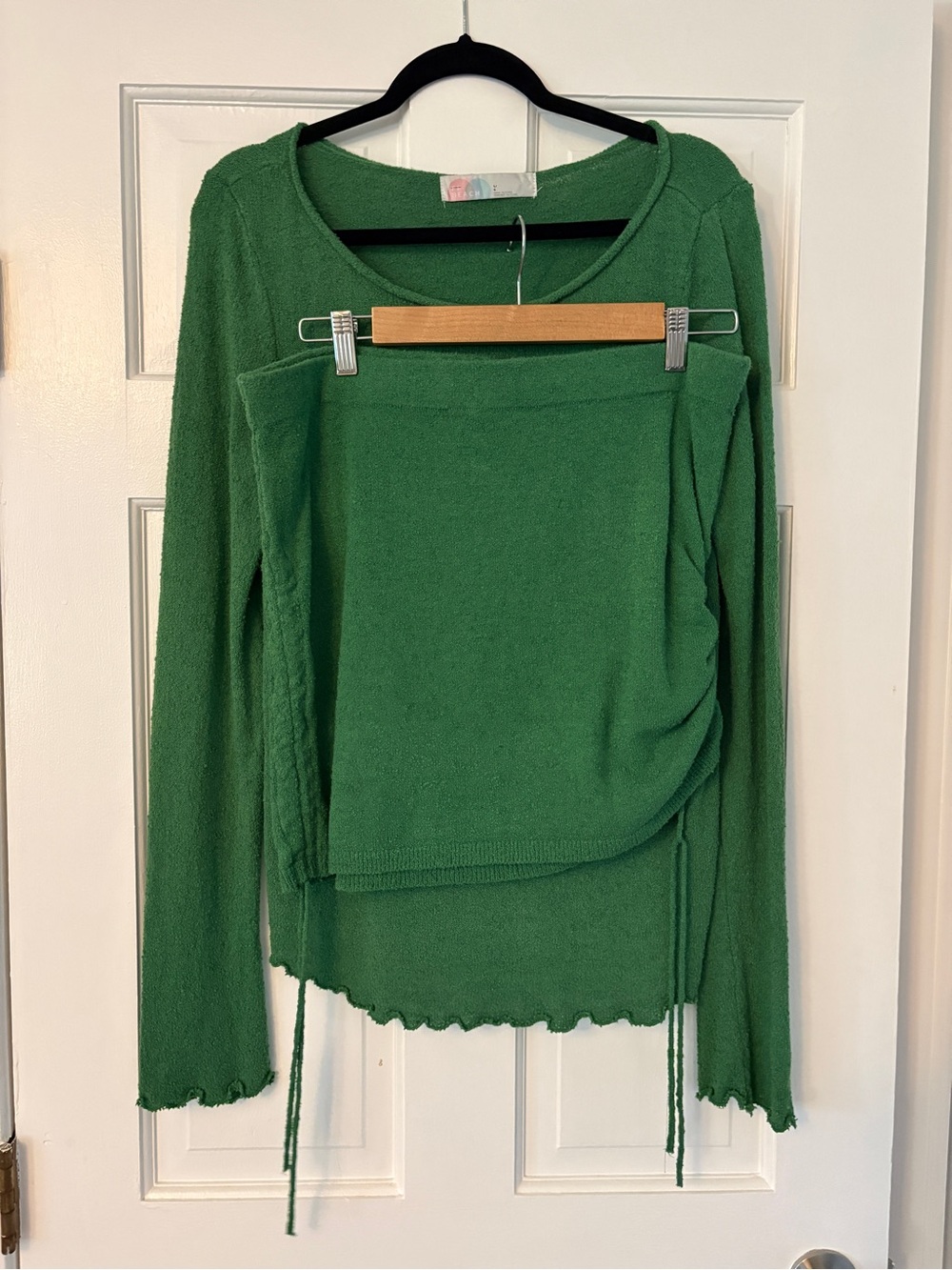 FP Beach Free People Green Knit Wrap Sweater Size Large